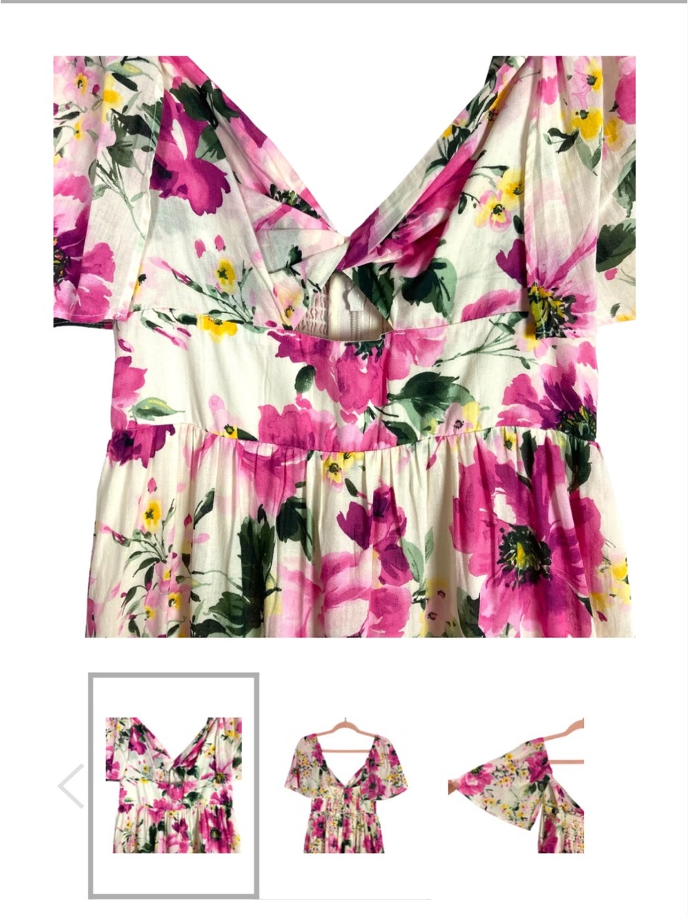 ABERCROMBIE & FITCH FLORAL FRONT CUTOUT LINED DRESS - Picture 5 of 6